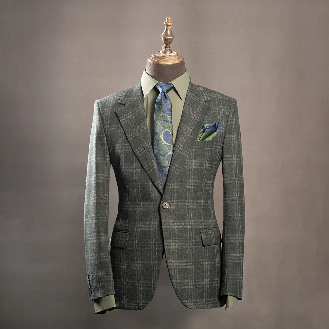 کت تک چهارخانه یقه انگلیسی - Thumbnail 3